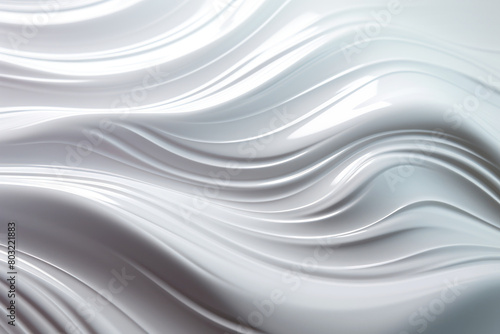 abstract background, texture of white cosmetic cream with flowing wavy lines.