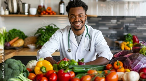 Smiling Nutritionist with Fresh Produce