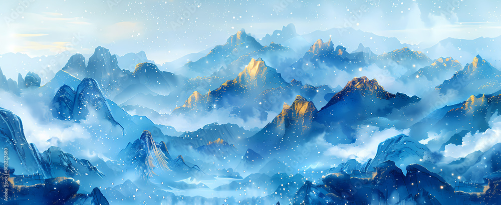 mountain, art, chinoiserie, decoration, background mountain, art, chinoiserie, decoration, background