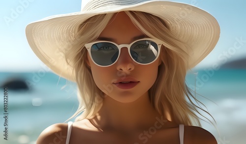 Wonderful blonde girl at beach