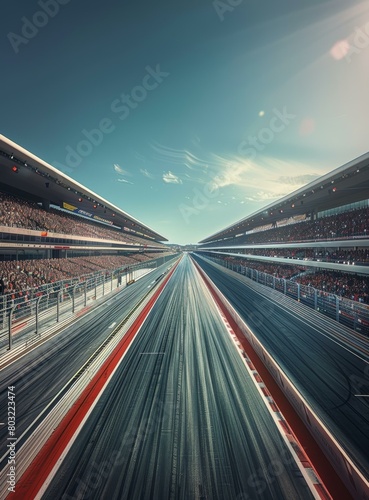 A long and empty racetrack with people in the stands © Adobe Contributor