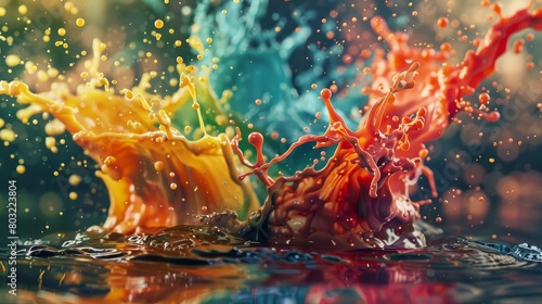 Vibrant paint splash dance in a colorful symphony