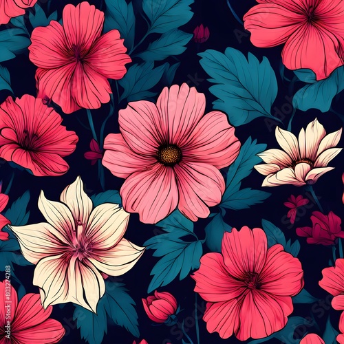 Flowers background in a beautiful pattern.