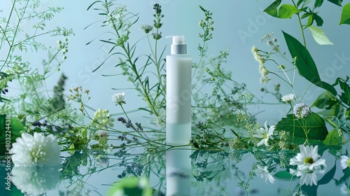 Elegant Botanical Skincare Lotion Showcasing Nature's Purity and Wellness