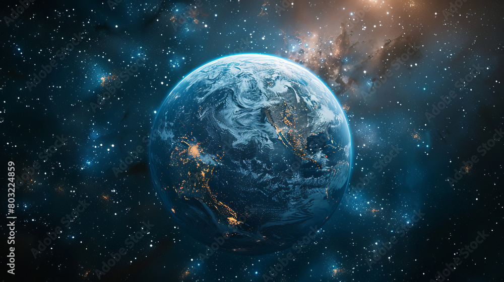Obraz premium earth in the space, center generative ai