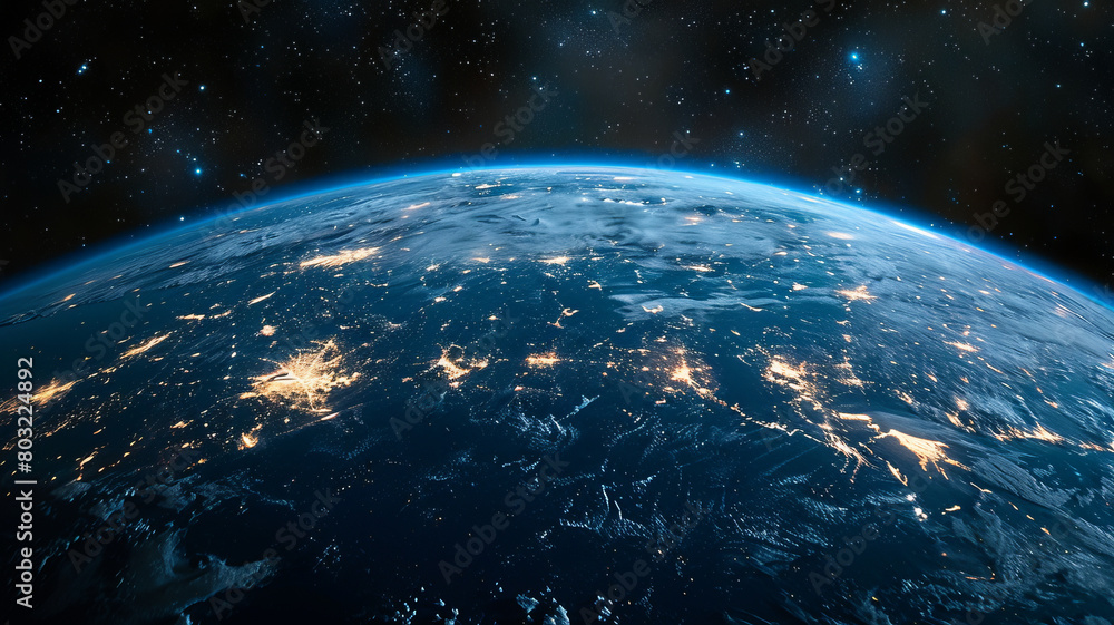Obraz premium earth in the space, center generative ai