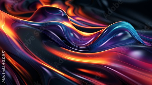 Vivid waves of digital silk in a dance of colors