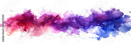 Vibrant purple and magenta blended watercolor paint stain on transparent background.