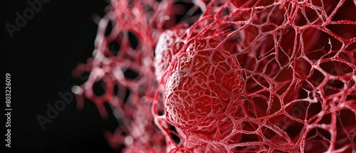Close-up of a 3D model of a breast cancer tumor, showing intricate vascular structure photo