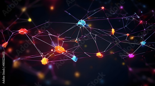 Neural Network Visualization with Colorful Connections Showing Artificial Intelligence Training on Dark Background © Niko