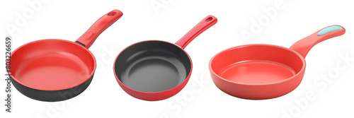 PNG frying pan 3d icons and objects collection, in cartoon style minimal on transparent, white background, isolate