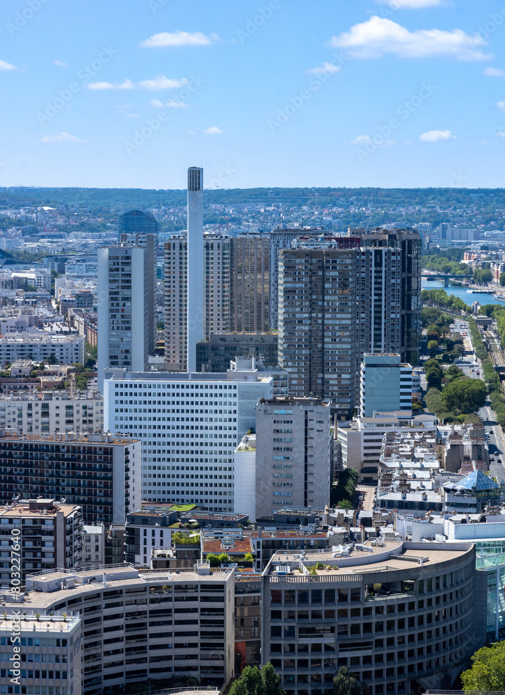 Panoramic view of the roofs of the buildings around the Tour Eiffel and Seine river, Paris, France. Panoramic view of the roofs of the buildings around the Tour Eiffel and Seine river, Paris, France.