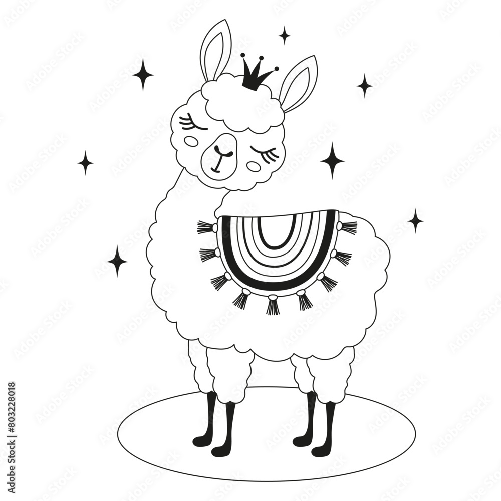 Naklejka premium card with princess llama