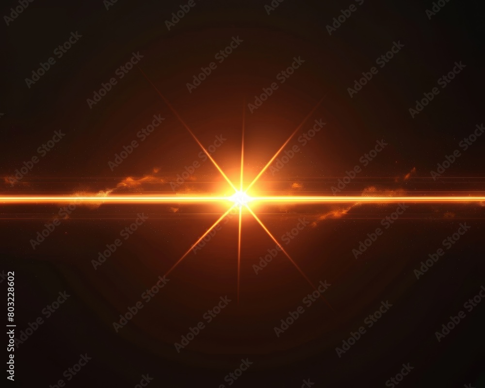 Light beam shining down on black background, lens flares ethereal glow effect