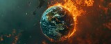 Burning earth globe, the urgency of addressing climate change to prevent catastrophic consequences