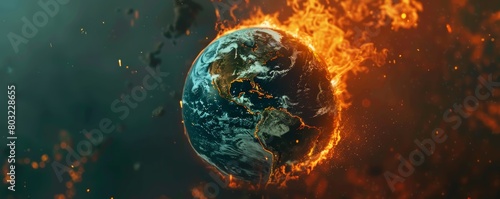 Burning earth globe, the urgency of addressing climate change to prevent catastrophic consequences photo