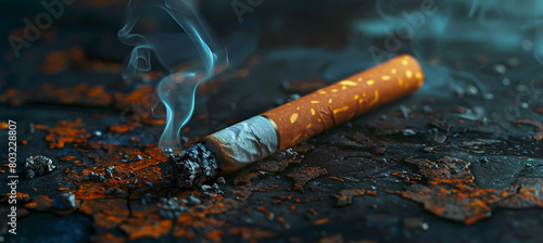 a smoking cigarette on a dark background