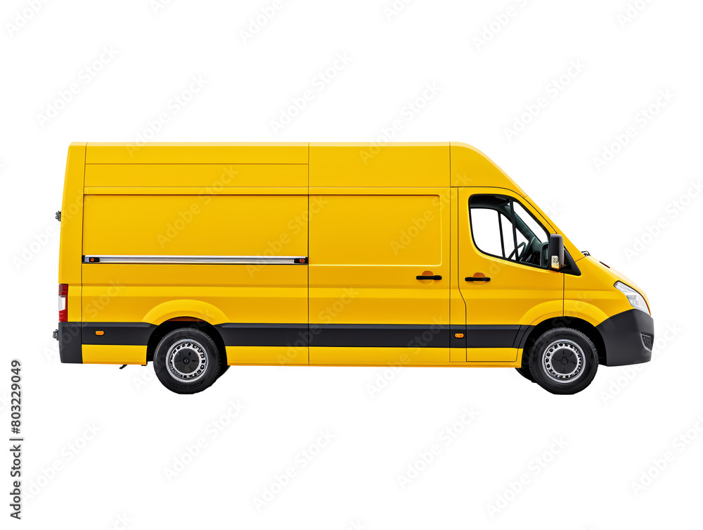 a yellow van with black stripes