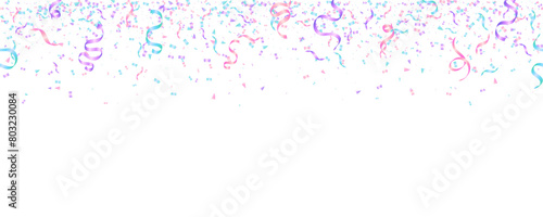 Falling pastel color with confetti and tinsel ribbon design for decor holiday background and surprise party festival