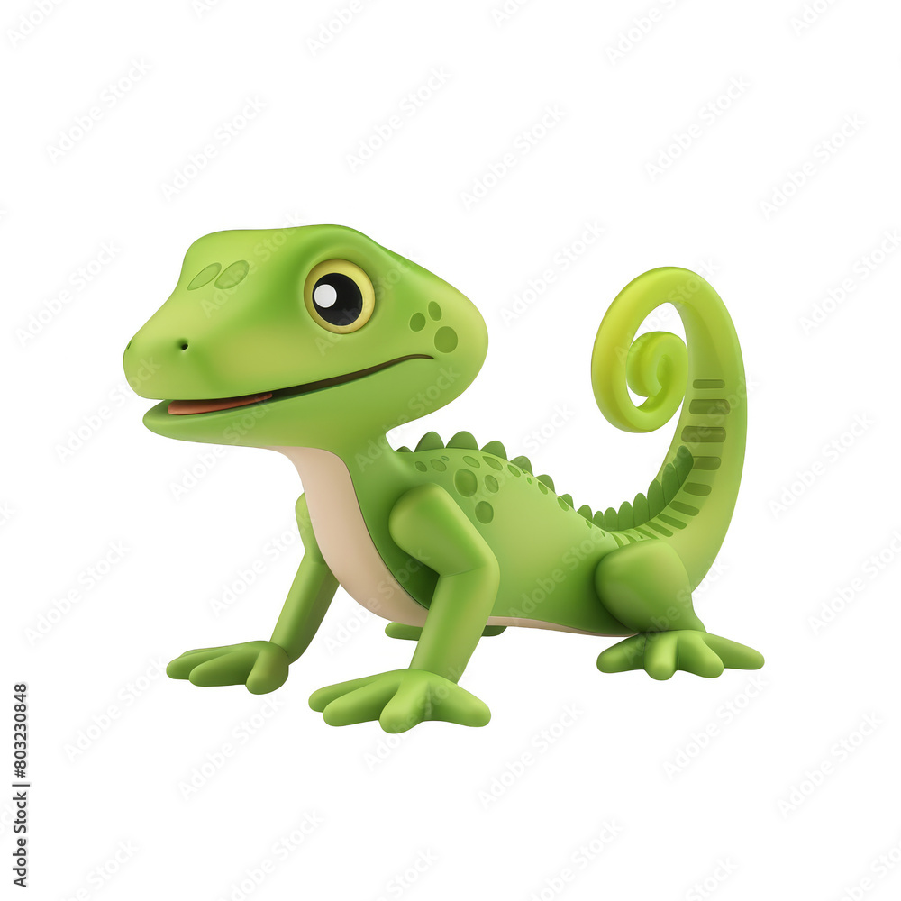Fototapeta premium PNG lizard 3d icons and objects, in cartoon style minimal on transparent, white background, isolate