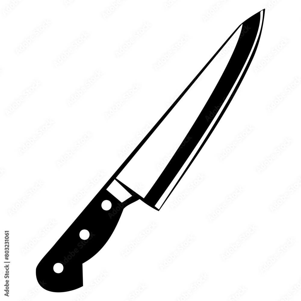 Chef's Knife Monochrome Vector Illustration Chef's Knife Monochrome Vector Illustration