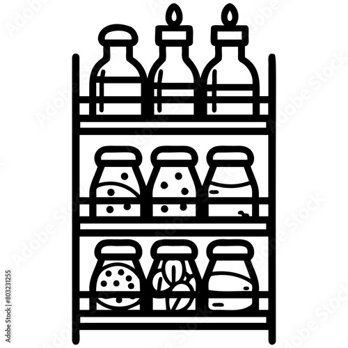 Spice Rack with Various Seasoning Jars Icon