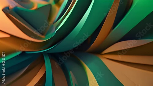 Wallpaper Mural Green and Orange Abstract Background With Curved Lines Generative AI Torontodigital.ca