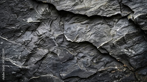 Textured dark slate rock surface for natural background © volga