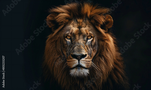 close up of majestic lion head portrait