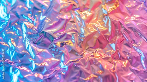 Holographic foil in a rainbow of colors banner background