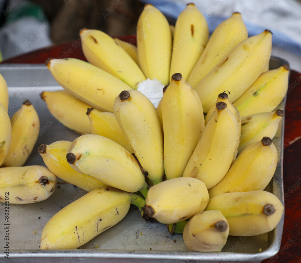 Fresh bananas on the counter in the market Fresh bananas on the counter in the market