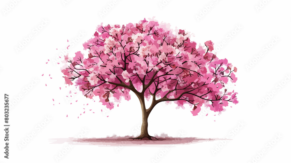 Beautiful blossoming tree on white background Vector 