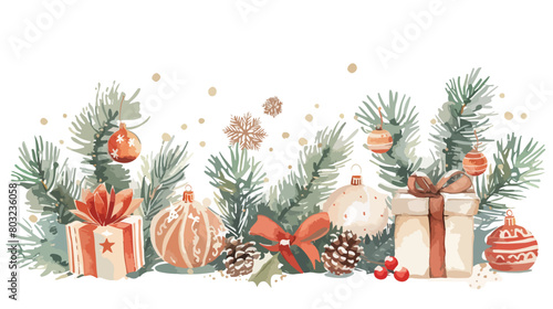Beautiful Christmas composition with decorations fir 