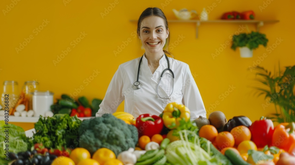 A Smiling Nutritionist with Fresh Produce