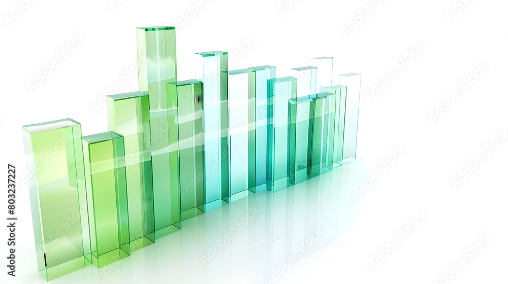 Transparent Glass Bar Chart Data Visualization with Green Gradient Transparent Glass Bar Chart Data Visualization with Green Gradient