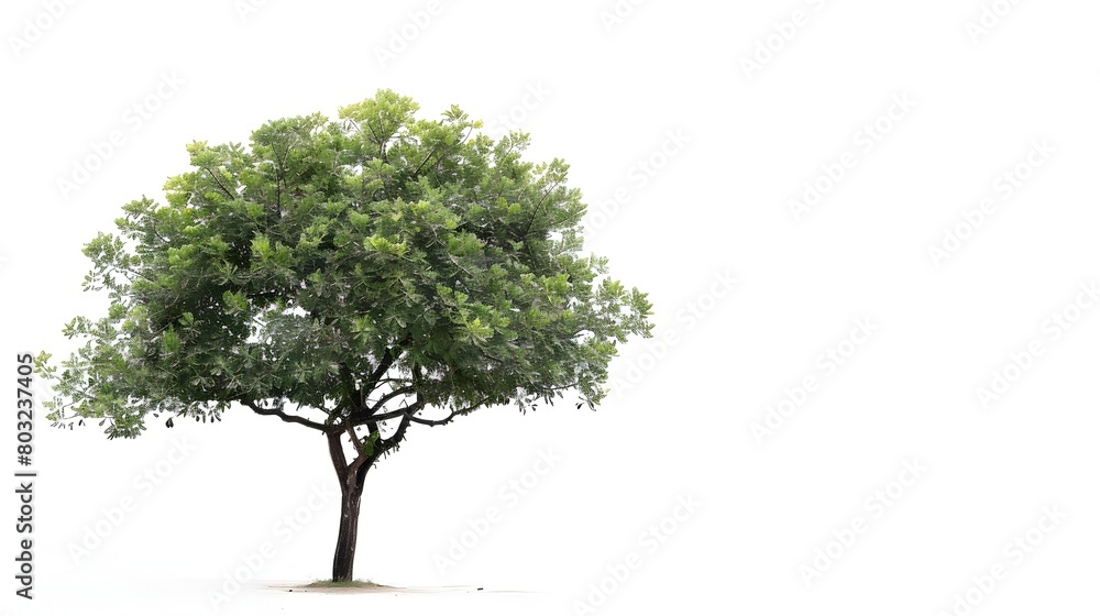 Lush Green Tree Silhouetted on Bright White Background with Ample Copy Space Lush Green Tree Silhouetted on Bright White Background with Ample Copy Space