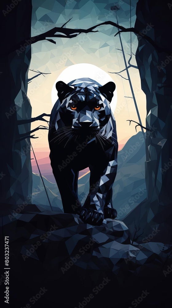 A black panther walks through the jungle. A black panther walks through the jungle.