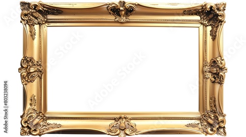 Ornate Golden Picture Frame on White Background