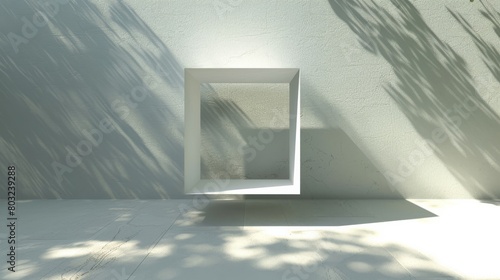 Mysterious symmetry: An impossibly structured geometric shape emitting shadows and light in a serene setting photo