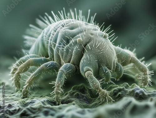Micrography of microscopic Dust mites Causes of allergy symptoms photo