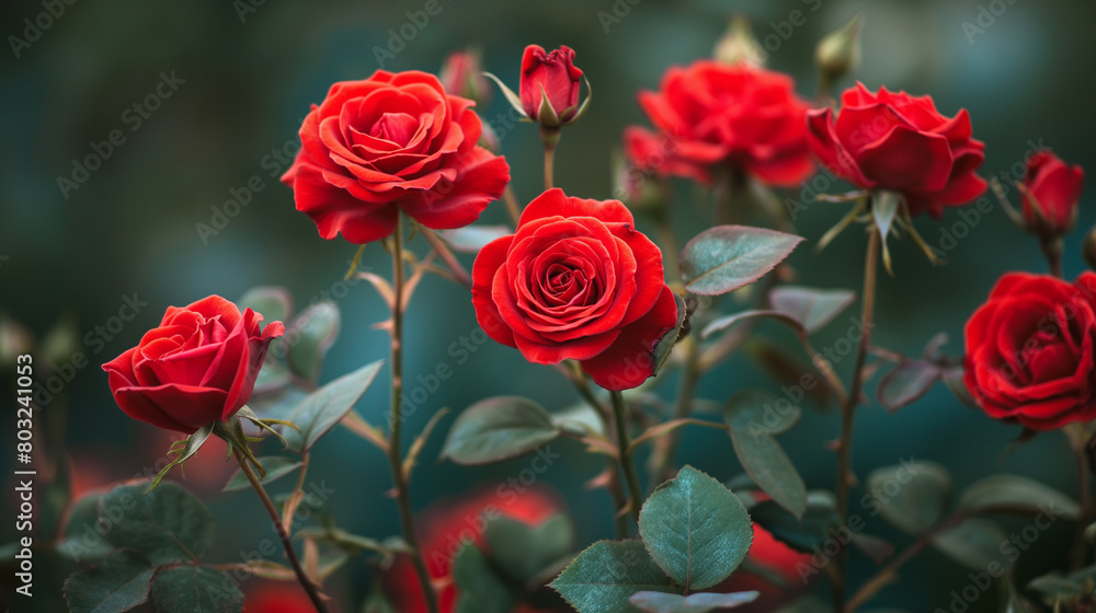 Red roses in full bloom