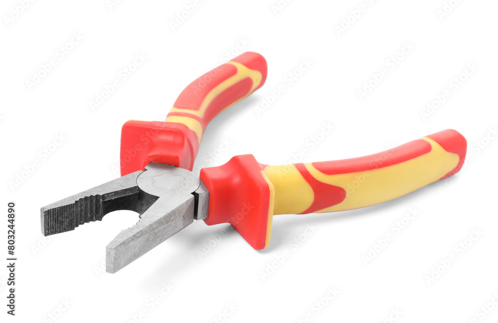 New combination pliers isolated on white. Construction tool New combination pliers isolated on white. Construction tool