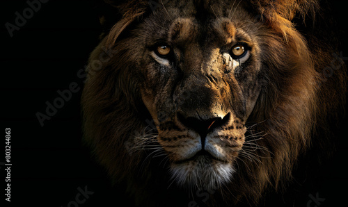 close up of lion head portrait