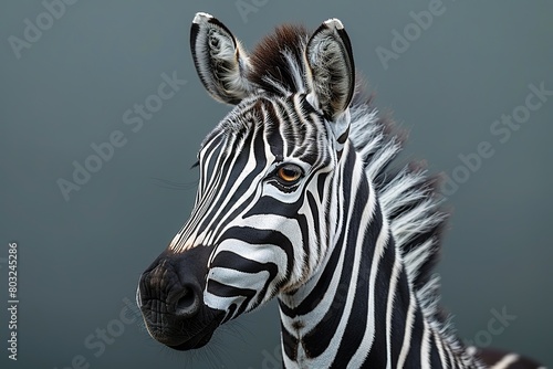 close-up portrait of a majestic and proud zebra2 3 profile  award-winning National Geographic style photo 