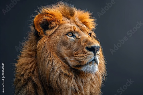 close-up portrait of a majestic and proud lion  2 3 profile  award-winning National Geographic style photo