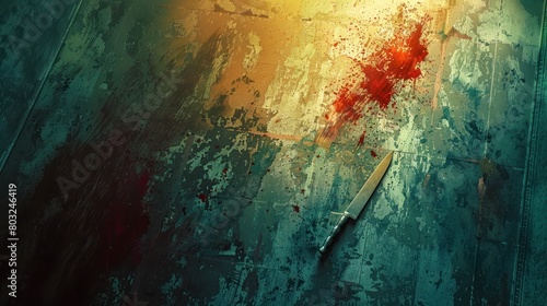 Bloodied Knife in an Eerie Otherworldly Glow HighTension Psychological Thriller Scene photo