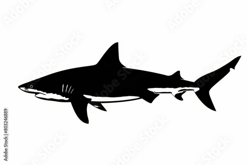 shark silhouette isolated on white background high contrast minimalist wildlife illustration