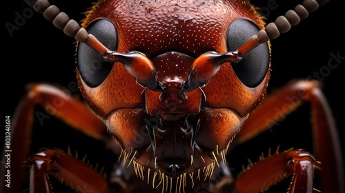 An extreme close up of a red and brown beetle with spiky antennae. © Ps_Studio21