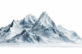 snowy mountain peaks isolated on white background 3d illustration