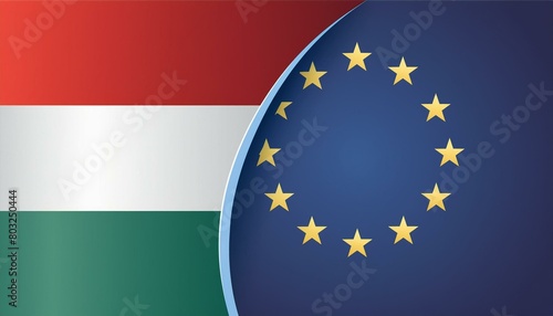 hungary flag and european union flag